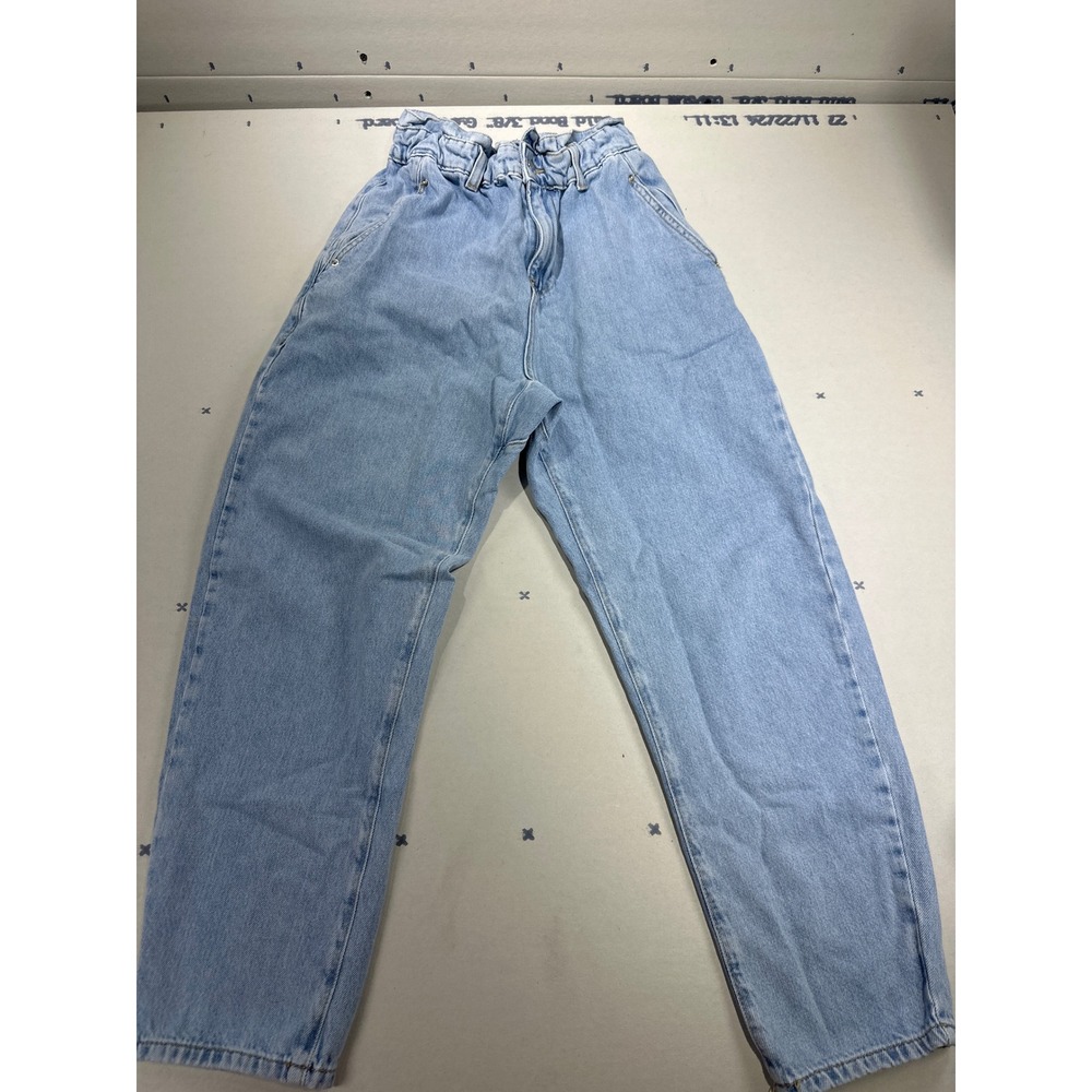 Zara Light Wash High Waist Paperbag Mom Jeans Blue Size 4 US 26 MEX 36